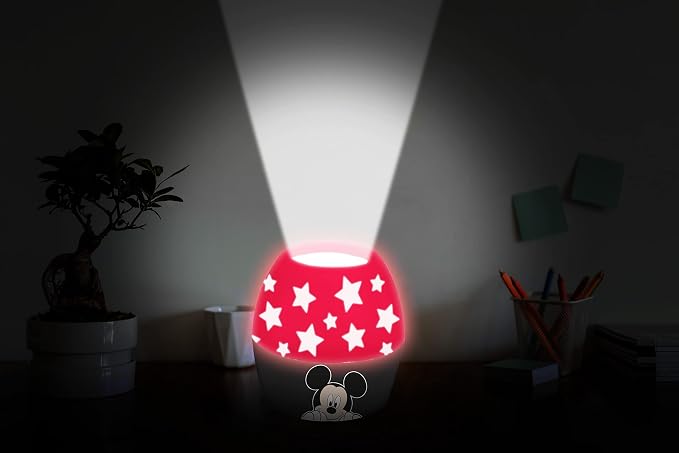 Disney Mickey Mouse Kids Lamp & Nightlight – Scene Projector with Soft Glow – Fun Bedroom Décor for Toddlers & Children – Battery Operated