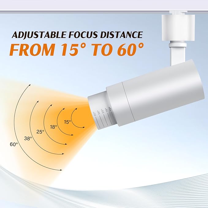 Track Lighting Heads 12W Zoomable LED Track Lighting,Adjustable 2700-6500k H Type Track Light Dimmable Bright CRI90+ 15°-60° Ceiling Spotlight for Accent Task Wall Art Exhibition(6 Pack White)