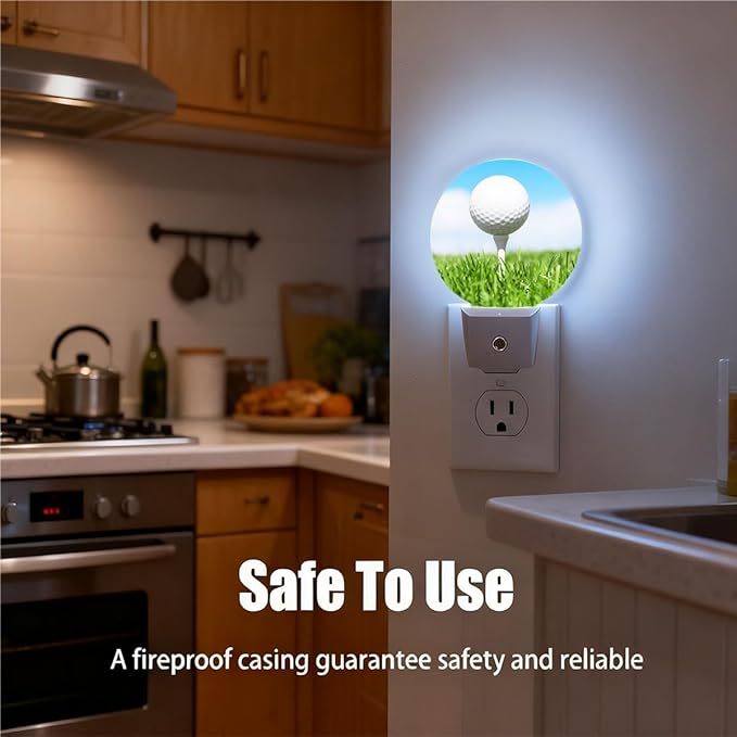 Plug-in Golf Ball Night Light Golf Course Green Grass Night Lights Plug into Wall with Auto on/Off Sensor, 0.5W LED Nightlight for Bedroom Bathroom Kitchen Hallway