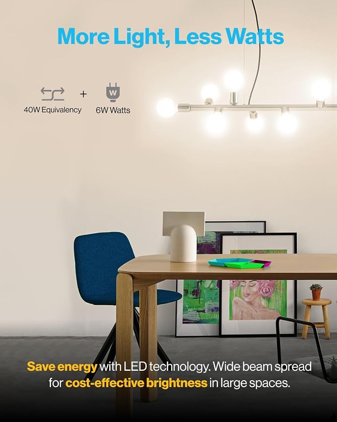 Sunco 12 Pack G25 LED Light Bulb, Globe, Vanity Bathroom Mirror, 6W=40W | 4000K Cool White, Frosted Lens, 450LM, Dimmable, E26 Medium Base, Vanity Mirror Lighting, Damp Rated, Decorative Round Bulb