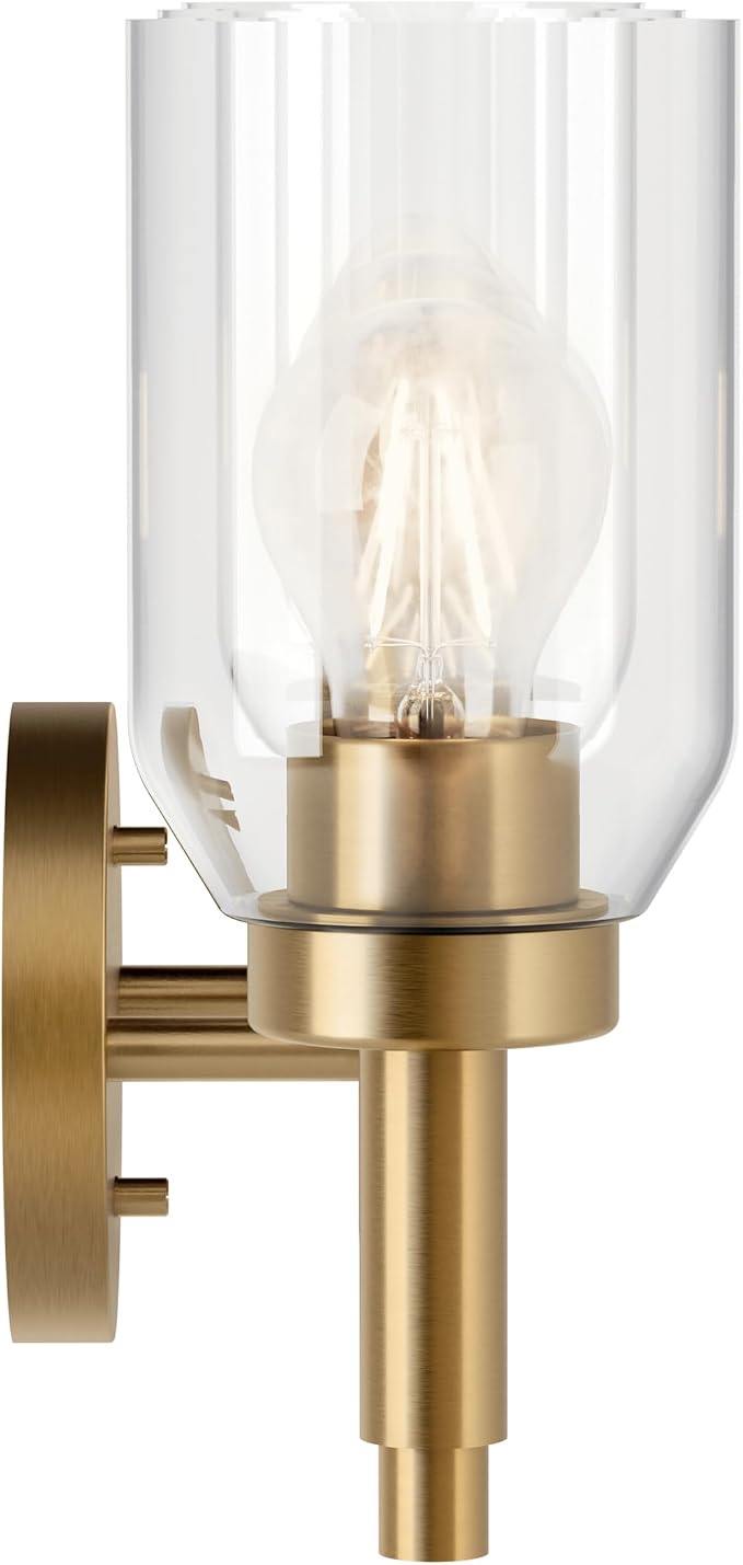 Kichler Madden 3-Light Bathroom Vanity Light, Champagne Bronze | Modern vanity light with clear glass for single bathroom mirrors (24" x 10.5"), 55185CPZ