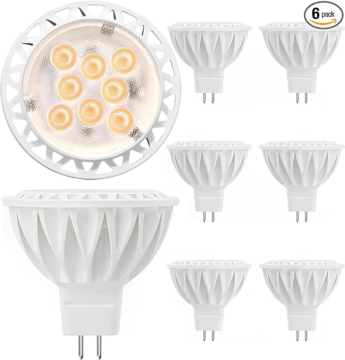 MR16 LED Bulbs 50W Halogen Equivalent Landscape Light Bulbs, 2700K Warm White 5W GU5.3 MR16 12V Spotlight Bulb, Non-Dimmable 38° Beam Angle for Landscape, Recessed, Track Lighting 6 Pack