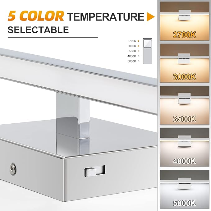 NIORSUN 31.5 inch Chrome Bathroom Vanity Light,18W 5CCT Dimmable LED Bathroom Lighting Fixtures Over Mirror, Modern Vanity Lights for Bathrooms Restroom Mirror- ETL Certified