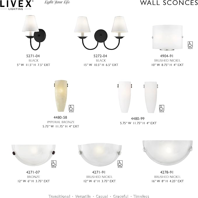 Livex Lighting 4271-07 Oasis 1-Light Bronze Wall Sconce , White