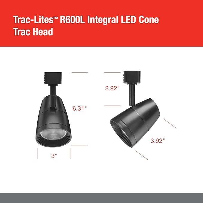 Juno Lighting R600L G2 3500K 80CRI PDIM FL BL Dimmable 9.5W LED Trac Head, 50W Equivalent, Black, Regular Flood Gen 2