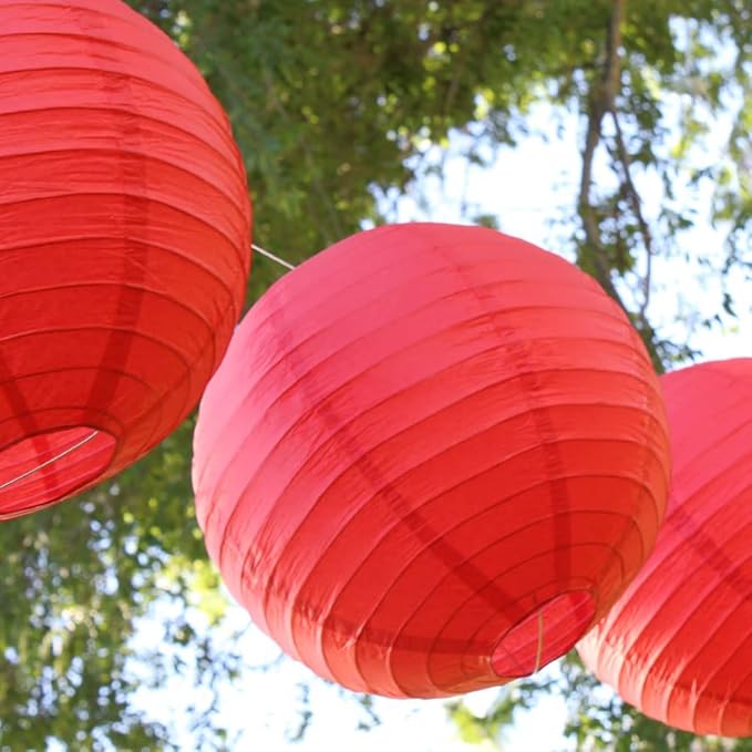 Red Paper Lanterns for Lunar New Year 2026, Chinese New Year Decorations, Wedding Birthday Home Decor, Hanging Chinese Japanese Paper Lantern Lamps(Set of 5, 10“, Red)