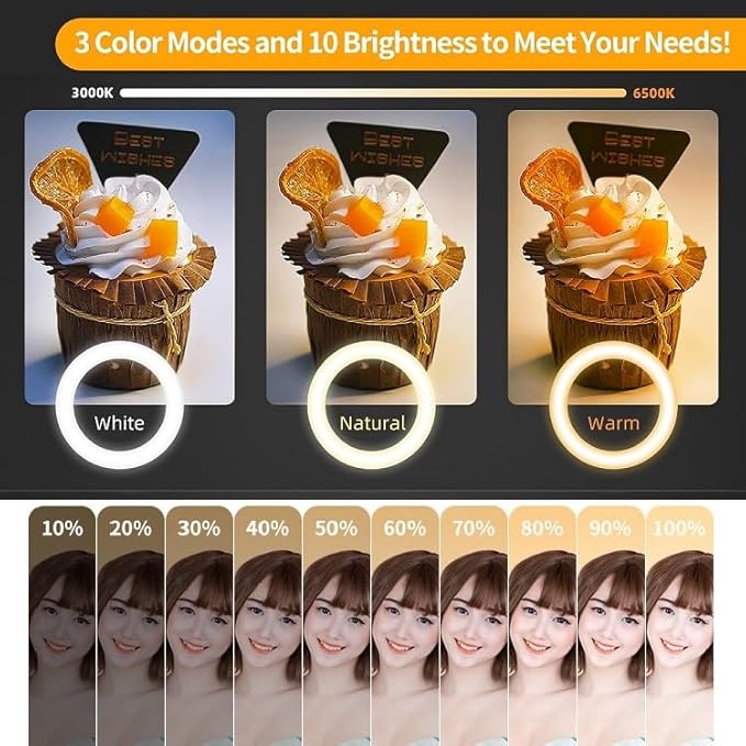 11'' Ring Light Wall Mount Phone Holder, Cell Phone Selfie Light with Wall Rotating Arm Compatible with iPhone 16 15 14 13 12 11 Xr Xs X pro max and Samsung Smartphones