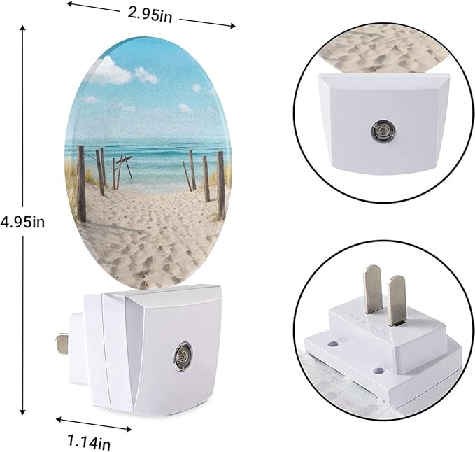 EKOBLA Beach Scene Plug-in Nightlights Sea Ocean Decorative Night Light with Dusk-to-Dawn Auto Sensor Energy Saving LED Lighting for Home Bathroom Coastal Decor