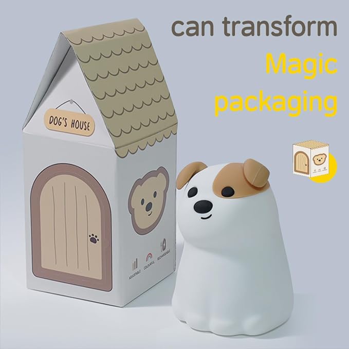 Led Cute Puppy Night Light, 7 Colors Dimmable Bedside Lamp, Touch Control Night Lamp with Timer for Kids Adults, Used for Camping Party Room Decor(Puppy)