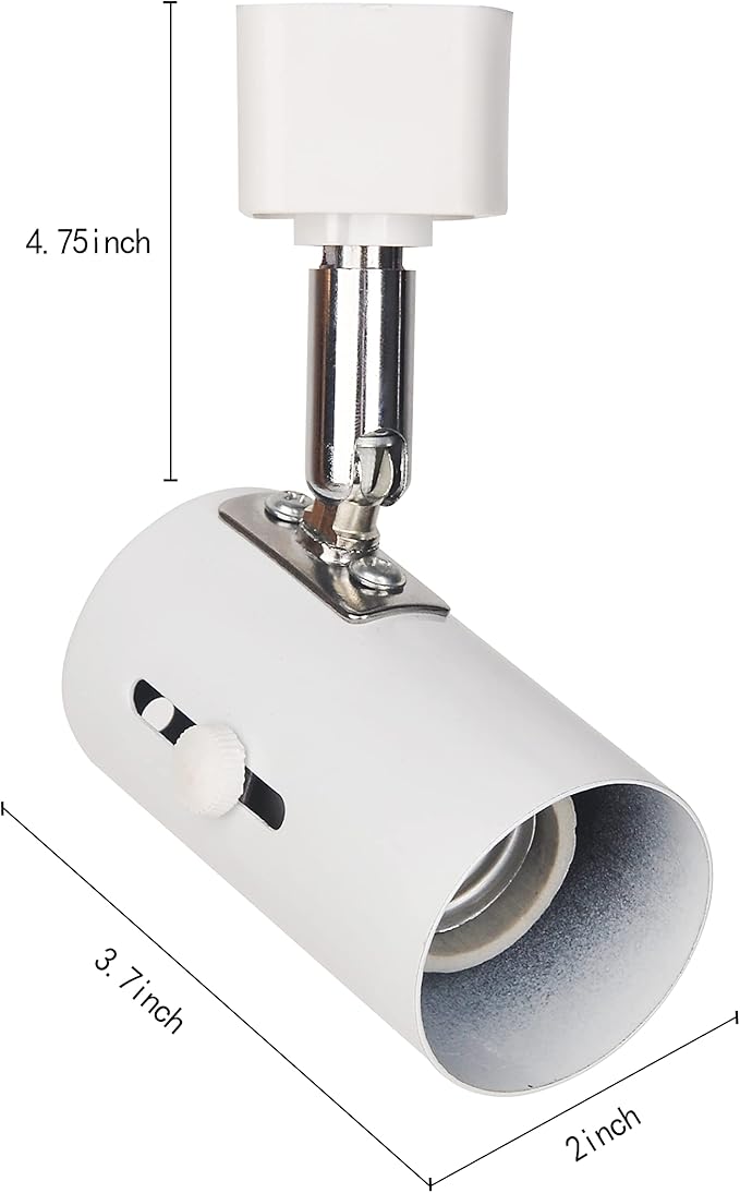 White line Voltage Track Lighting Heads E26 H Type(no Bulb), ETL Listed,4Pack