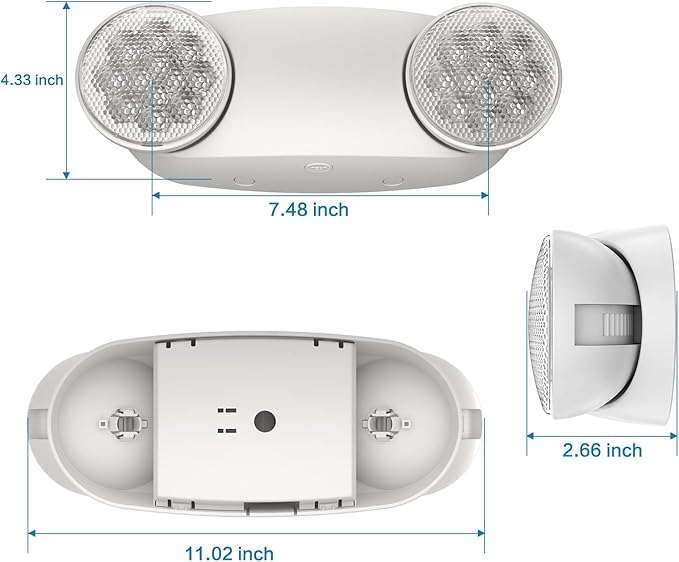 4 Pack Emergency Light, Emergency Lights for Business, LED Emergency Lights with Battery Backup, 2 Bug Eye Heads Adjustable Commercial Emergency Lighting Fixtures, UL 924 Certified