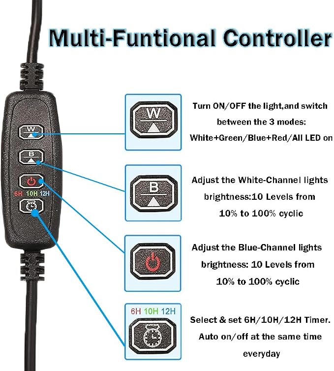 Submersible Aquarium Light Underwater Fish Tank Light with Timer Auto On/Off, LED Aquarium Light Bar 3 Light Modes Dimmer Adjustable Brightness,19.3inch (with Timer&dimmer)