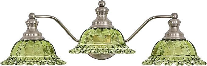 Brushed Nickel Green 3 Light Vanity Light Bathroom Light