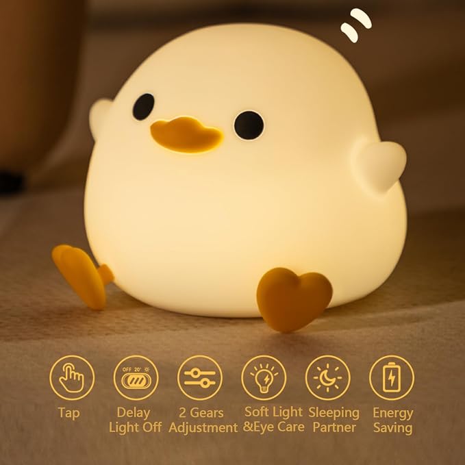 Night Light for Kids, Cute Soft Silicone Dodo Duck Lamp, Dimmable Nursery Portable Duck Kawaii Lamps, Bedside Lamp for Baby Toddler Adult(Dodo Duck)