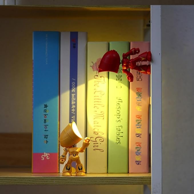 2026 Posable Robot Table Lamp - 6Pcs Cartoon Animal LED Night Light Set - Cordless Eye-Friendly Mood Light with Phone Holder for Bedroom Desk Decor (1PCS E)