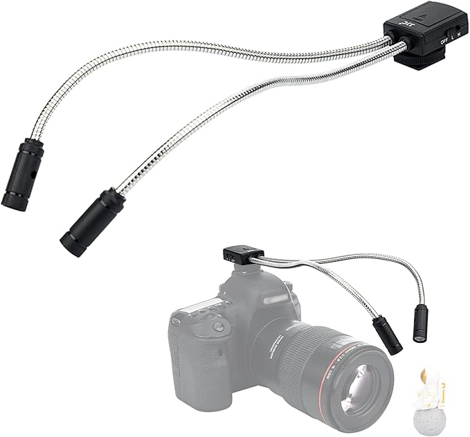 JJC 10 Inch Long Portable Shoe-Mount LED Macro Arm Light, CRI 95+ 5600K, 5 Level Adjustable, Flexible Fill Lights, USB-C, White