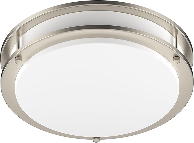 DYMOND LED Ceiling Light Fixture Flush Mount 4000K Natural Daylight Dimmable Surface Mount Brushed Nickel Ceiling Lamp for Kitchen, Hallway, Bathroom, Bedroom, Closet (14 Inch)