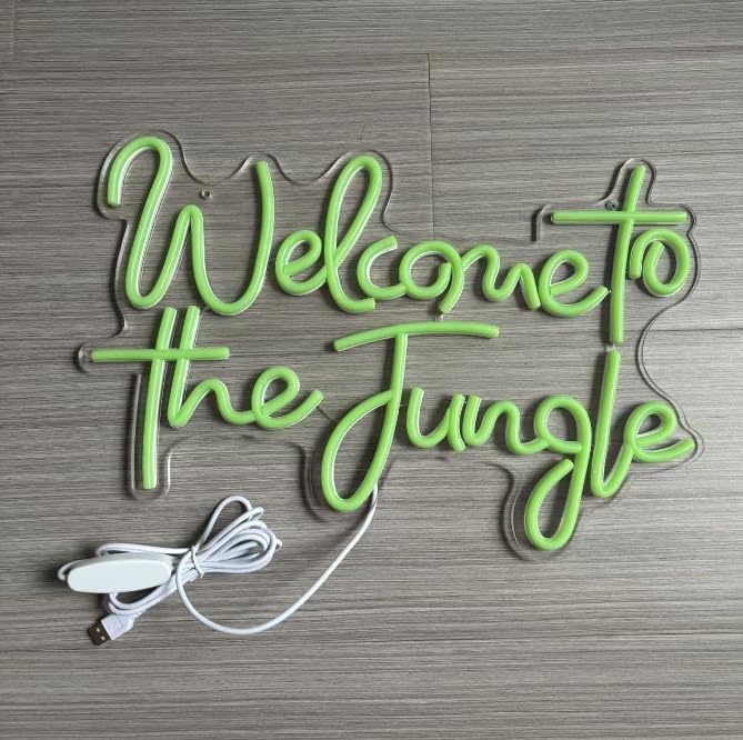 Welcome To The Jungle Neon Sign Neon Art LedWall Hanging Bar Light Up Sign | Party Home Bedroom Decor, Light Up Signs,Neon Sign,Wall Neon Art