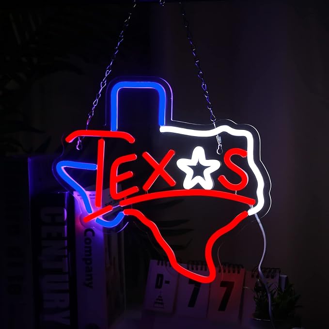 Texas Neon Sign USB Powered for Room Decor Texas Longhorn Neon Sign Lone Star Neon Light Sign Dimmable for Man Cave Bar Wall Art Birthday Gift 12.8 * 12 Inches