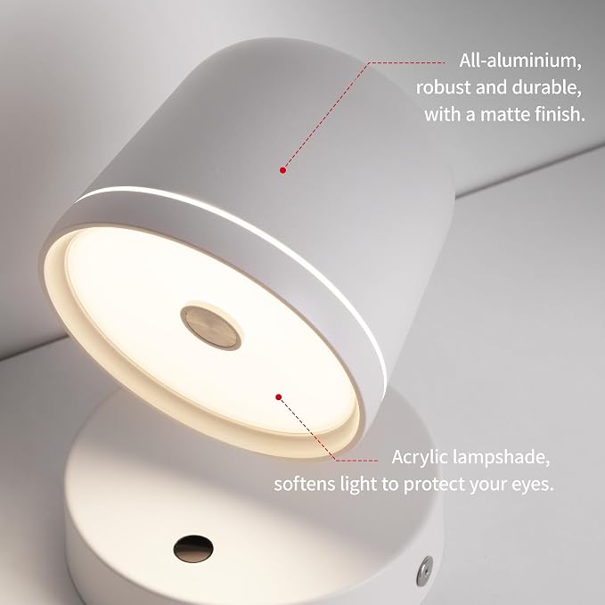 Aisilan Modern Wall Sconce LED Dimmable Wall Light with Switch Touch,12W Hard-Wired Wall Mounted Lamps for Bedside Hallway Living Room Bedroom CRI 97 （White）