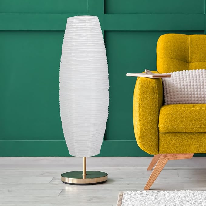 Uonlytech Paper Floor Lamp Shade Replacement, Foldable Standing Lampshade Japanese Style Paper Floor Light Cover Accessories for Bedroom Floor Light, White
