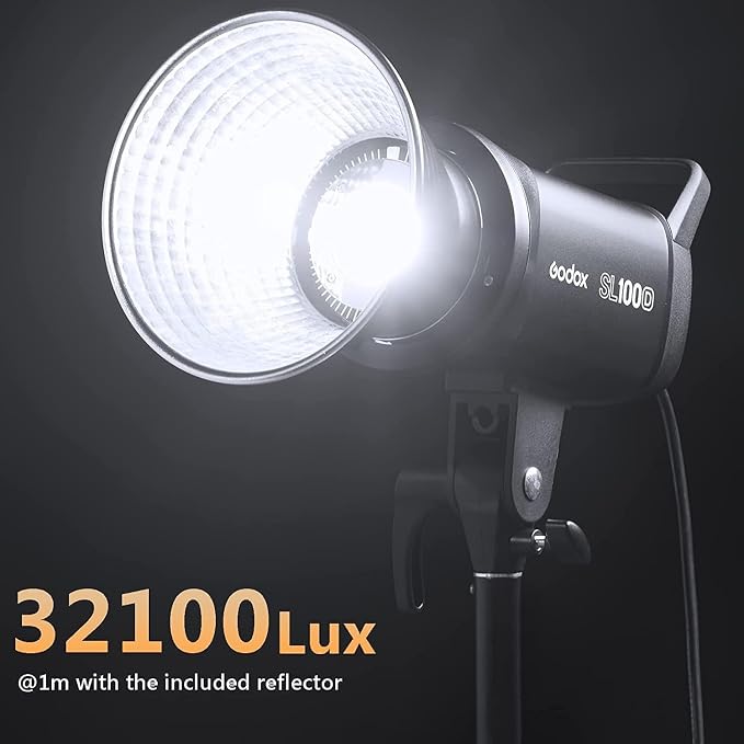 Godox SL100D 100W Daylight LED Video Light – 32,100Lux@1M, 5600K, CRI 96+, Bowens Mount LED Continuous Light, 8 FX, App Control, Silent Studio Lighting for Video Recording, Photography, Live Streaming