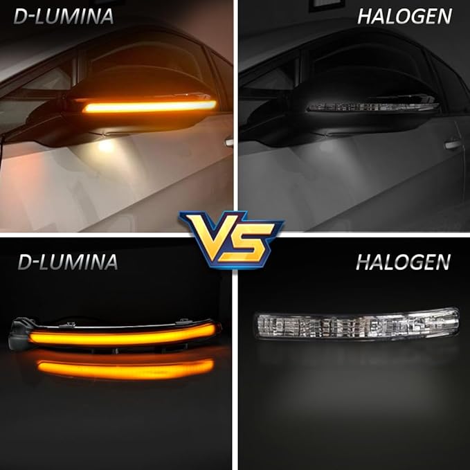 D-Lumina Sequential LED Side Mirror Turn Signal Lights Smoked Lens for VW Golf 7 MK7 MK7.5 7.5 VII GTI R GTD Jetta Sportsvan Touran, Dynamic Indicator Mirror Marker Blinker Light Lamp, Pack of 2