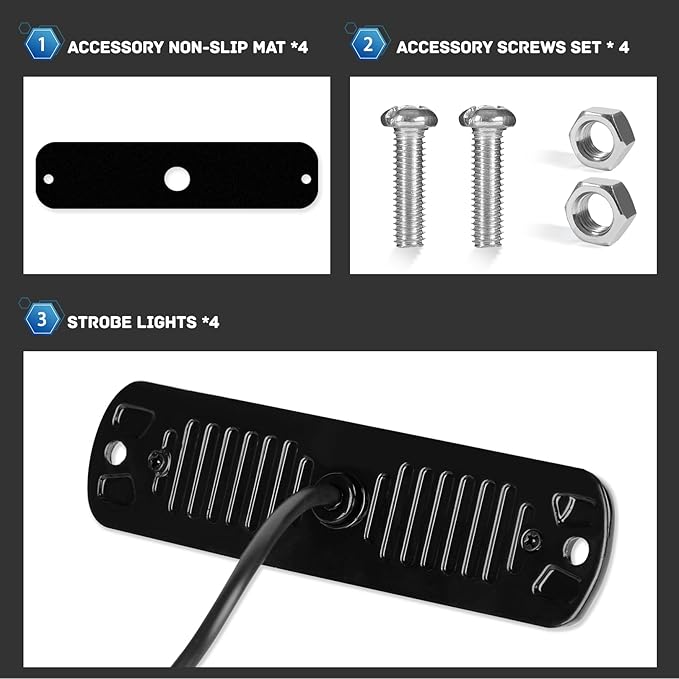 SEISSO 4-Pack 6 LED Sync Feature Strobe Lights Vehicles Trucks Emergency Lights Kit 12V -24V Warning Hazard Flash Lights Grill Grille Surface Mount Super Bright Waterproof, Green/White