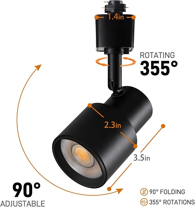 10W H Track Lighting Heads, Dimmable LED Track Lighting Heads Fixtures Bright 3000K Warm White Track Light Head for Accent Task Art, Flicker Free CRI90+ 24° 900lm (Black, 10W - 4 Pack)