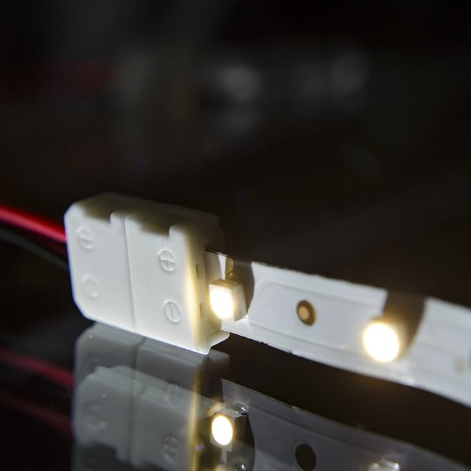 HitLights LED Light Strip Connector, 8mm Single Color 3528-6 Inch Any Angle Strip to Strip, 4 Pack