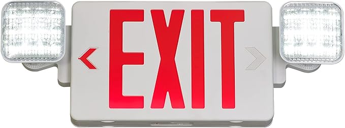 TANLUX Red Exit Sign with Emergency Lights, LED Emergency Exit Light with Battery Backup, UL Listed, AC 120/277V, Commercial Emergency Lights Combo for Business - 4 Pack