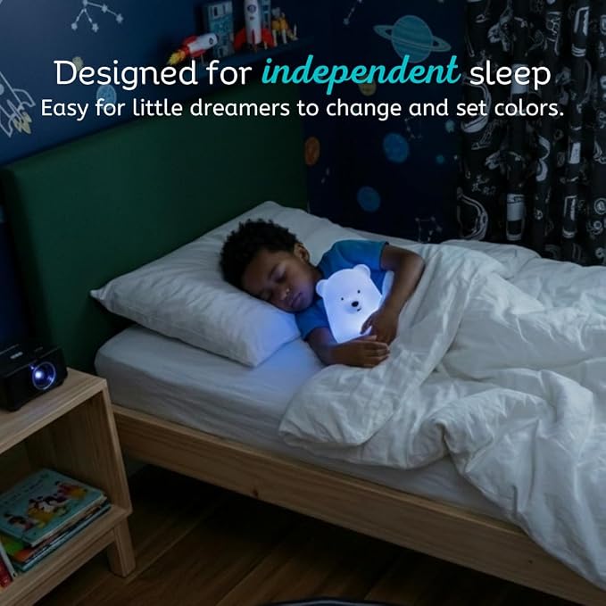 Bear Squishy Night Light for Kids, Silicone Lamp with Remote | Tap Control | Rechargeable 9-Color Changing | Nursery Nightlight for Boys & Girls | Portable Animal Lamp | USB Cord Included