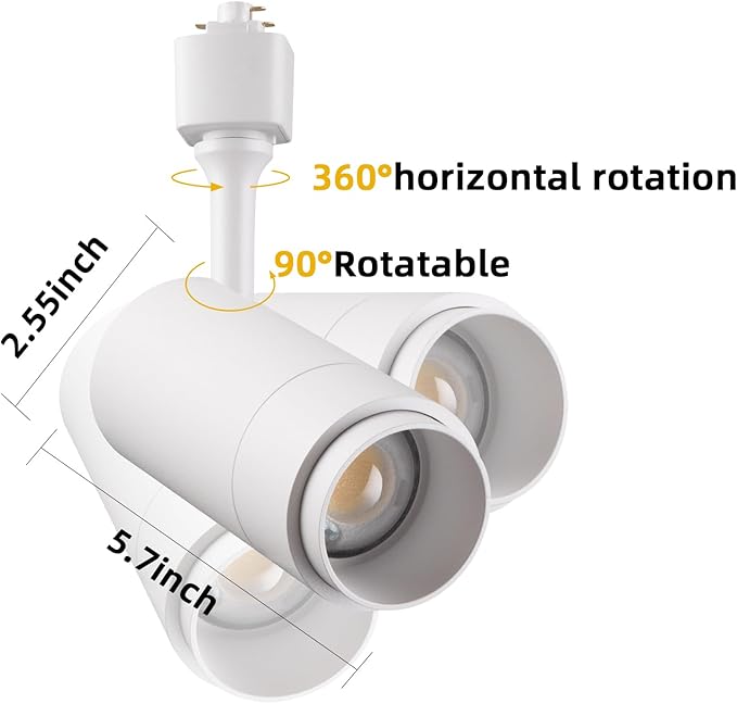 LED Track Lighting Heads Dimmable 24W 5CCT 2700K/3000k/3500k/4000k/5000k,Single Circu H Track Lighting Heads,Zoomable Beam 15° to 60° Ideal for Accent Art and Task Lighting,(3 Pack - White-5CCT)