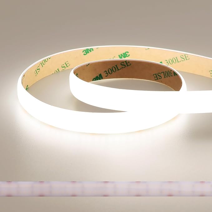 JOYLIT PRO+ 24V LED Strip Diffused 2 Rows 16.4FT 4000K 601LM/FT Waterproof | CE UL, CRI 92+, 560LEDs/m Natural White, 12MM, Dotless, Dimmable, Self-Adhesive, for Kitchen Cabinet,Cove(Lights Only)