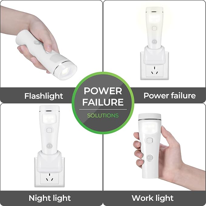 Multi-Function Motion Sensor Night Light, LED Emergency Lights for Home Power Failure, Rechargeable Plug in Flashlights for Household (2 Pack)