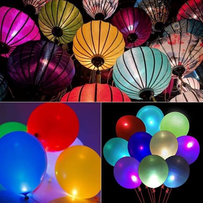 Non-Blinking Water Proof LED Mini Light Light up Paper Lanterns,Balloons,or Vase for Birthday Party or Wedding Decoration (Purple, Pack of 12)