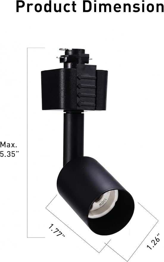 CLOUDY BAY [6 Pack] H Type Track Lighting Heads to Gu10 Base Socket Light Direction Adjustable,Black