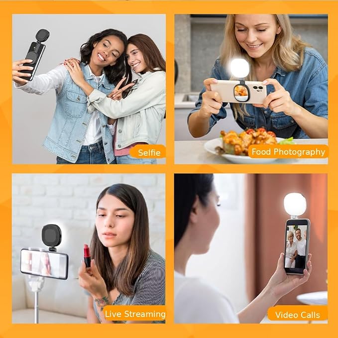 Magnetic Selfie Light Compatible with MagSafe, Foldable LED Phone Light with Mirror, 72 LEDs Stepless Brightness & Color Temperature, 360° Rotating Fill Light for Selfies, Makeup, TikTok, Zoom