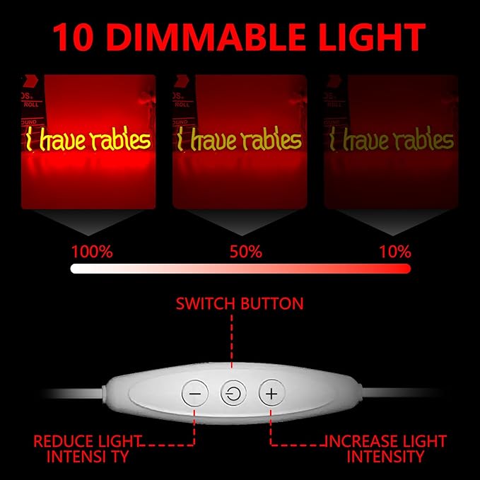 I Have Rabies Neon Sign for Wall Decor Gothic Led Neon Light Weird Light Up Sign for Dark Humor Unhinged Meme Bedroom Home Bar Club Wall Art Decoration Goth Lover Gift