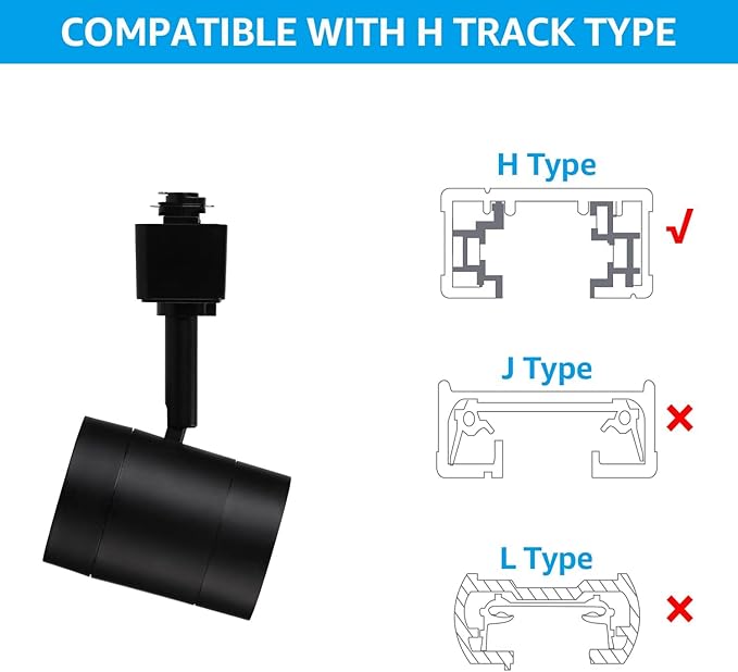 LEONLITE Small Space Series 8.5W LED H Track Lighting Heads, ETL Listed, Dimmable H Track Light Heads for Store Shop Cafe, CRI90, H Track Lighting, 4000K Cool White, Matte Black, Pack of 4