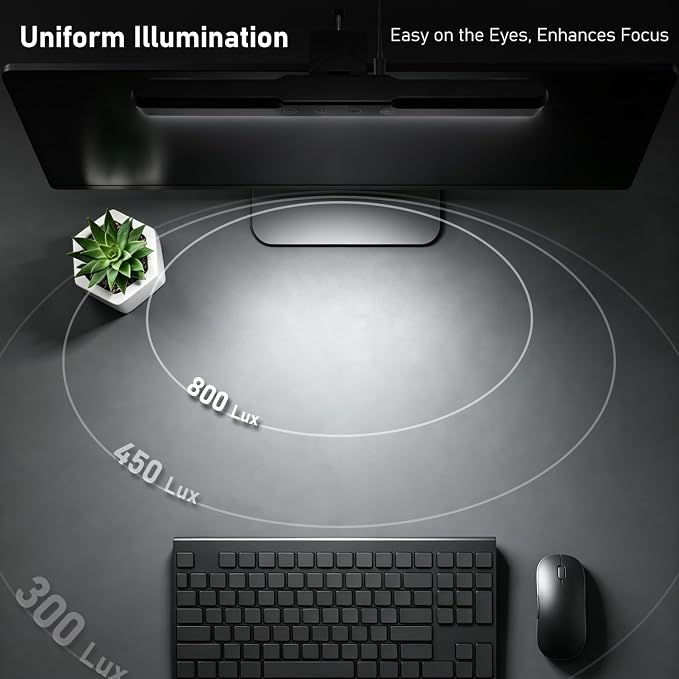 Monitor Light Bar, Computer Monitor Lamp for Eye Care, Home Office (15.3") | USB Reading Light with 3 Color Modes, No Screen Glare, Touch Control, Space Saving, 5 Brightness Levels, 70° Adjustable Angle