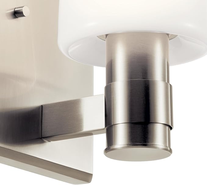 Kichler Adani 1-Light Wall Sconce, Modern Light with Opal Glass in Brushed Nickel, for Bathroom, Powder Room, Kitchen, Bedroom, or Hallway (8.5" x 5"), 55174NI