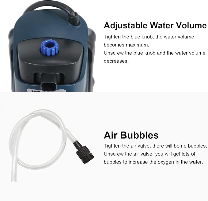 COOSPIDER Aquarium Filter with 5W U-V Light JUP-02 132GPH for 20-60 Gallon | Submersible Fish Tank Filter with 5W Water Pump for Green Clean, Turtle Tank, Oxygen Supply, Deodorization, Water Cycle