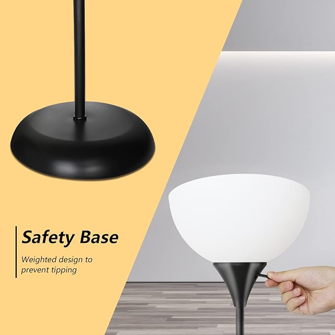 Standing Lamp, Led Floor Lamps for Living Room, Drop-Resistant White Lampshade, Rotary Switch, Industrial Metal Tall Lamp for Living Room Bedroom Study Office Kid’s Room