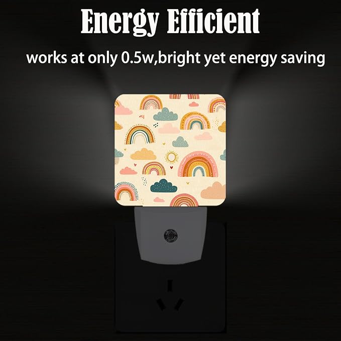 Cartoon Rainbow Night Light,Plug-in Night Lights with Dusk-to-Dawn Sensor for Stairway,Hallway,Bedroom Sleep Friendly Ideal for Women/Girls/Boys Gift,0.5w