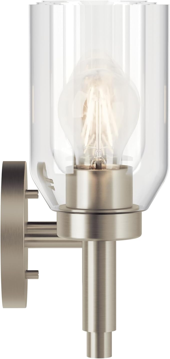 Kichler Madden 3-Light Bathroom Vanity Light, Brushed Nickel | Modern vanity light with clear glass for single or double bathroom mirrors (24" x 10.5"), 55185NI