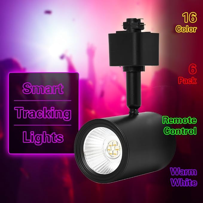 RGB Track Lights with Halo Effect, Remote Control, Multicolor Track Lighting H Type Rail,Black Track Light Heads (Black, RGBW (4Pack))