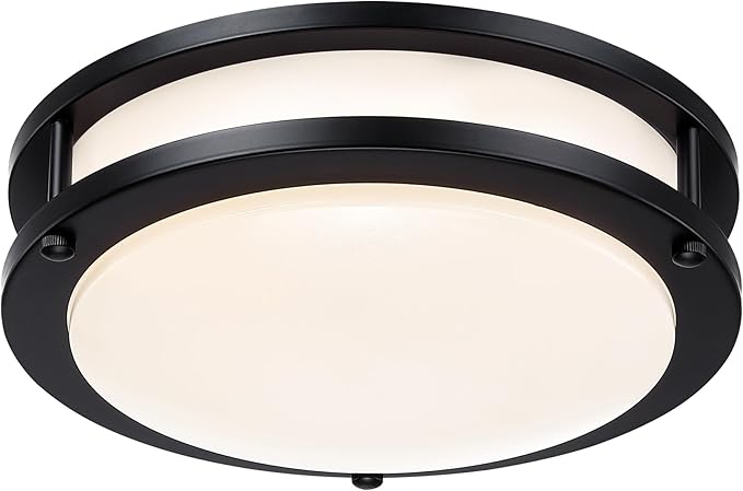 4 Pack 7.5 Inch Round Black Ceiling Light Fixture for Hallway Bedroom - 7.5” Black LED Flush Mount Ceiling Lamp Set of Four 2700K/3000K/3500K/4000K/5000K LED Kitchen Bathroom Light 12W