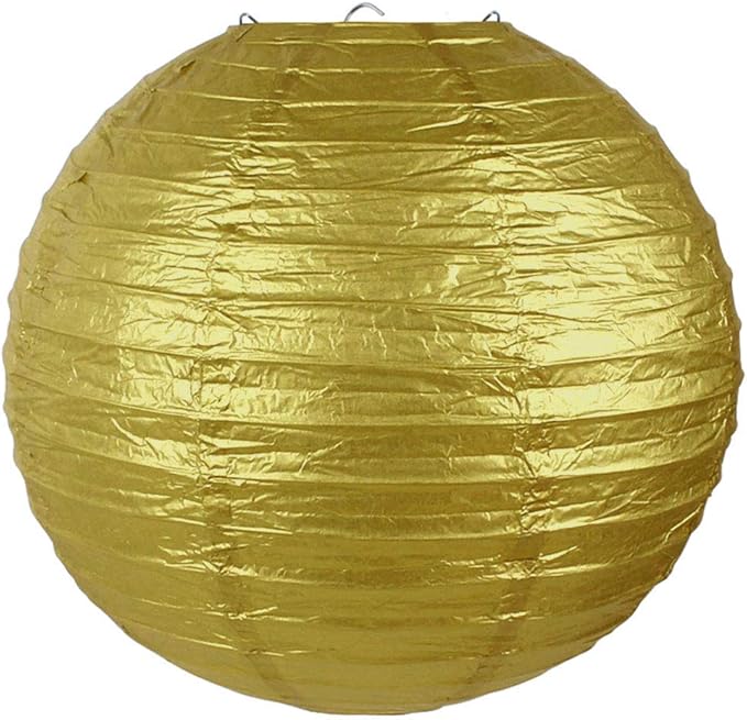 8 Inch Gold Paper lantern,Chinese Japanese lanterns New Years Decorations 2025(Set of 5,Gold)