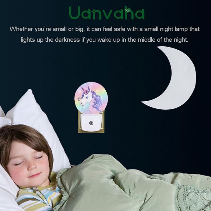 Cute Unicorn Night Light Unicorn Rainbow Plug-in Nightlight Energy Saving 0.5W LED Lighting for Boys Girls Men Women